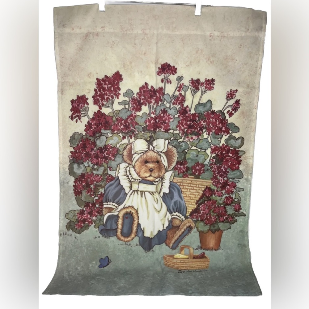 Teddy Bear And Flowers , Garden Flag Mary Lou Troutman